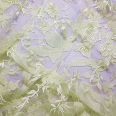 Ткань Сетка с вышивкой (лимонный)